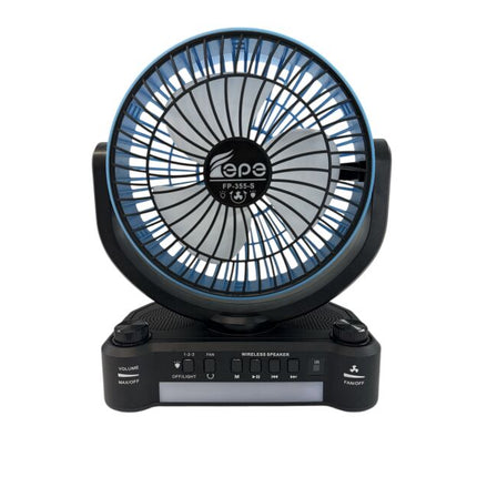 Powerful portable fan with solar and electric charging, 8-INCH, built-in radio, Bluetooth speaker and LED light
