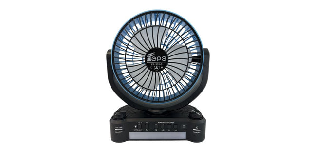 Powerful portable fan with solar and electric charging, 8-INCH, built-in radio, Bluetooth speaker and LED light