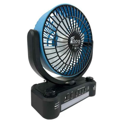 Powerful portable fan with solar and electric charging, 8-INCH, built-in radio, Bluetooth speaker and LED light