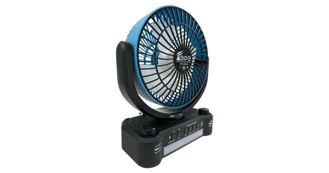 Powerful portable fan with solar and electric charging, 8-INCH, built-in radio, Bluetooth speaker and LED light