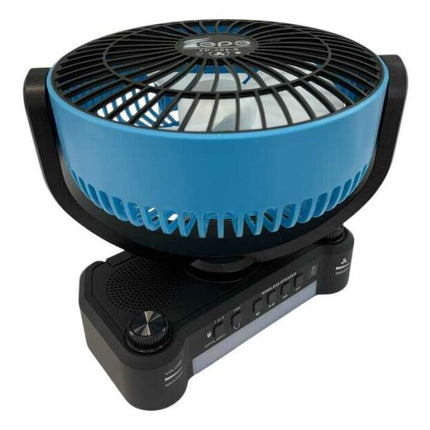 Powerful portable fan with solar and electric charging, 8-INCH, built-in radio, Bluetooth speaker and LED light