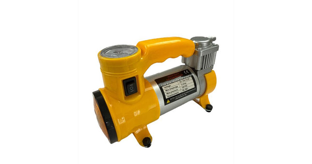 Portable Car Air Compressor Pump, Multifunctional Dashboard Display, 12V Tire Inflator with 3 Additional Adapters, LED Light and Handle for Car, Bicycle, Ball and Other Inflatable Toys