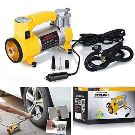 Portable Car Air Compressor Pump, Multifunctional Dashboard Display, 12V Tire Inflator with 3 Additional Adapters, LED Light and Handle for Car, Bicycle, Ball and Other Inflatable Toys
