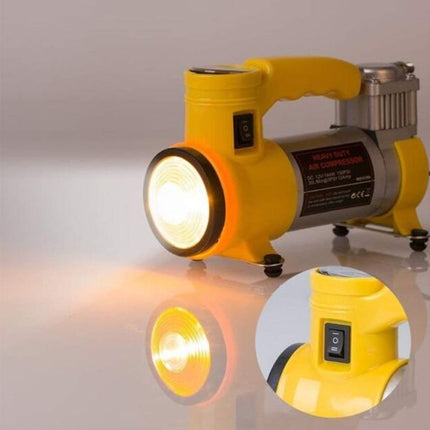 Portable Car Air Compressor Pump, Multifunctional Dashboard Display, 12V Tire Inflator with 3 Additional Adapters, LED Light and Handle for Car, Bicycle, Ball and Other Inflatable Toys