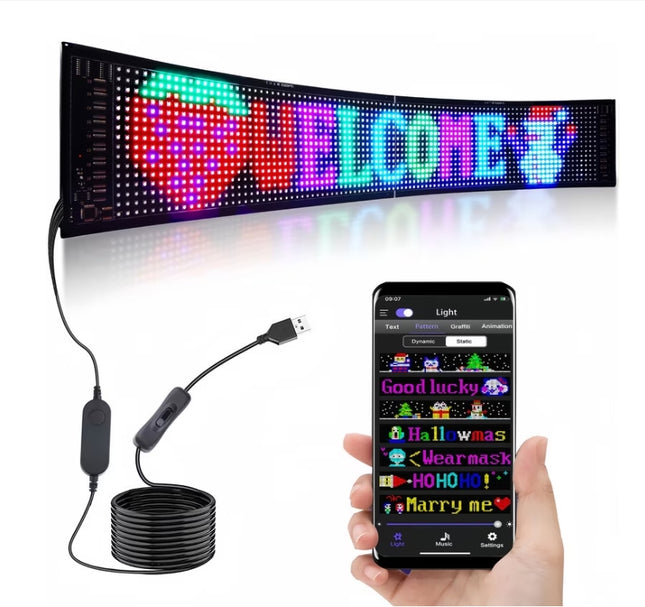 Matrix LED Panel, APP Control, Programmable Flexible LED Panel, Multi-Color, 192mm x 898 mm