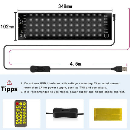 LED Matrix Panel 20x64, APP Control, Remote Control, 5M Cable