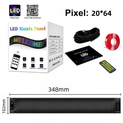 LED Matrix Panel 20x64, APP Control, Remote Control, 5M Cable