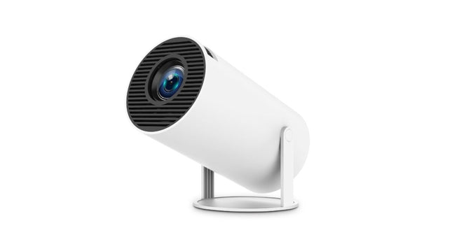 Portable video projector, Smart 4K Ultra HD, 5G wifi, built-in speaker, autofocus, Bluetooth 5.0, LED, adjustable projection 180 degree rotation, white