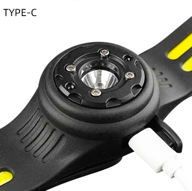 COB LED Headlight, Motion Sensor Headlight 360 Degree Rotating Safety Waterproof USB Rechargeable 6 Light Modes Silicone for Night Cycling