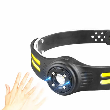 COB LED Headlight, Motion Sensor Headlight 360 Degree Rotating Safety Waterproof USB Rechargeable 6 Light Modes Silicone for Night Cycling