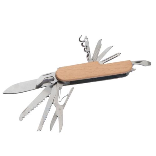 11-piece knife with wooden handle, beige