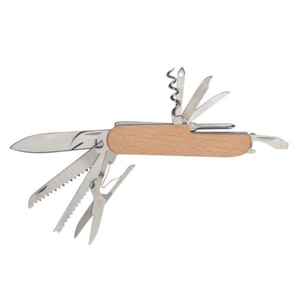 11-piece knife with wooden handle, beige