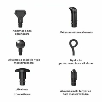 Professional massager, with cooling system, 3200 strokes and 30 speeds, 6 heads, 16.8 V and 2500 mAh, quiet, bag included, dark black color