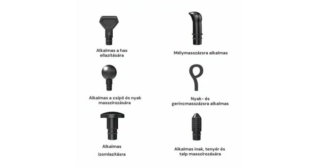 Professional massager, with cooling system, 3200 strokes and 30 speeds, 6 heads, 16.8 V and 2500 mAh, quiet, bag included, dark black color