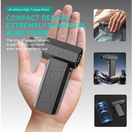 Portable Air Blower Turbo Fan, 4000mAh, 3-speed adjustable, 7.4V, 5V-2A