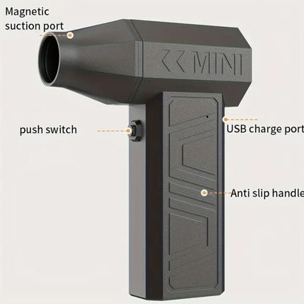 Portable Air Blower Turbo Fan, 4000mAh, 3-speed adjustable, 7.4V, 5V-2A