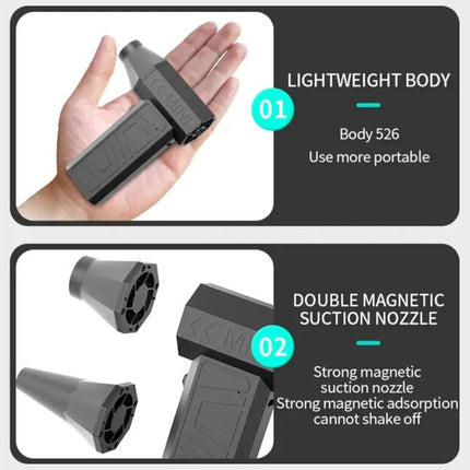 Portable Air Blower Turbo Fan, 4000mAh, 3-speed adjustable, 7.4V, 5V-2A