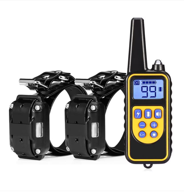 Electric Collar for dog training, range 800m, rechargeable, waterproof IP67, rubber electrodes, skin-friendly, adjustable size, 21-67 cm