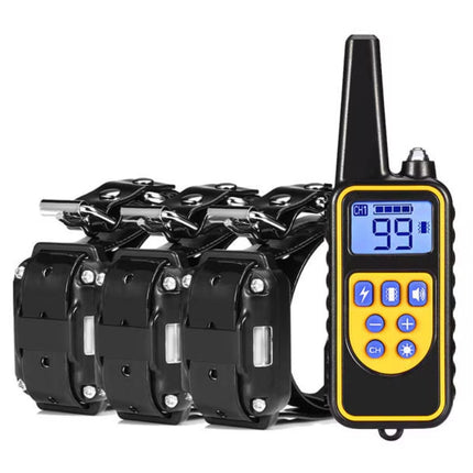 Electric Collar for dog training, range 800m, rechargeable, waterproof IP67, rubber electrodes, skin-friendly, adjustable size, 21-67 cm