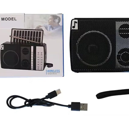 Vintage Retro Fm Am SW Multi-band Solar Radio with Music Player Bluetooth Flashlight, Light Brown