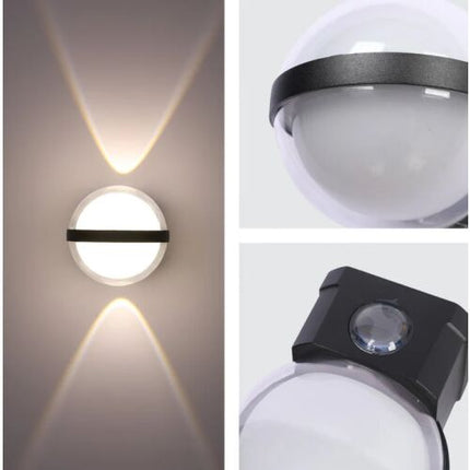 Modern decorative LED wall lamp with triple up and down fountain ball, black, 3000K, 12W, IP65, AC85-265V