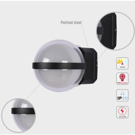 Modern decorative LED wall lamp with triple up and down fountain ball, black, 3000K, 12W, IP65, AC85-265V