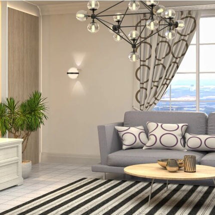 Modern decorative LED wall lamp with triple up and down fountain ball, black, 3000K, 12W, IP65, AC85-265V