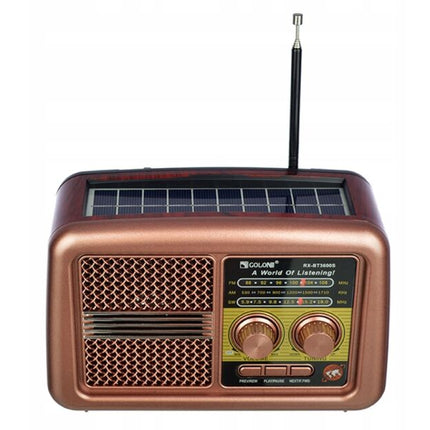 Retro style portable radio with built-in solar panel
