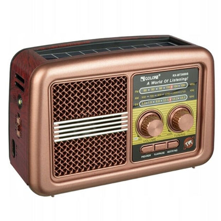 Retro style portable radio with built-in solar panel