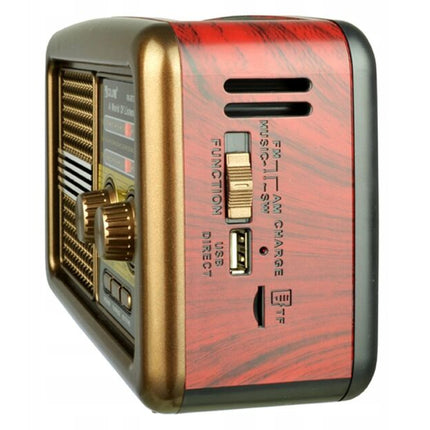 Retro style portable radio with built-in solar panel