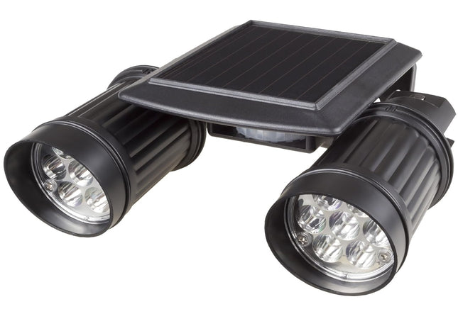 Solar LED lamp with motion sensor, 2 adjustable lamp heads