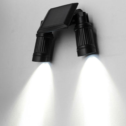 Solar LED lamp with motion sensor, 2 adjustable lamp heads