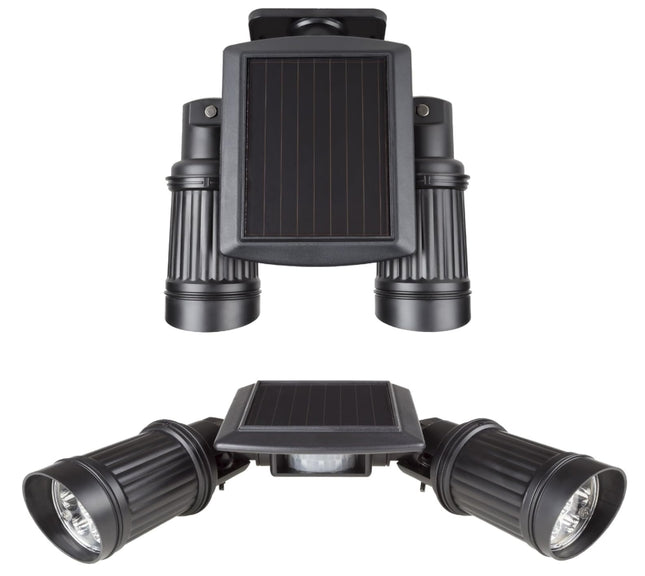 Solar LED lamp with motion sensor, 2 adjustable lamp heads