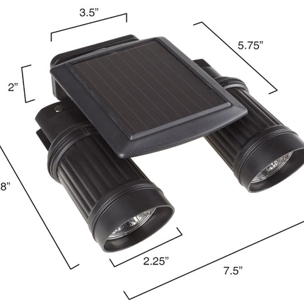 Solar LED lamp with motion sensor, 2 adjustable lamp heads
