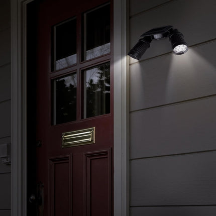 Solar LED lamp with motion sensor, 2 adjustable lamp heads