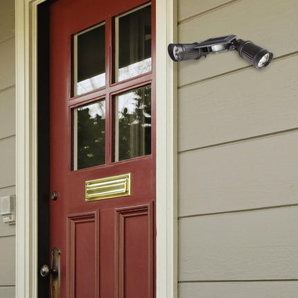 Solar LED lamp with motion sensor, 2 adjustable lamp heads