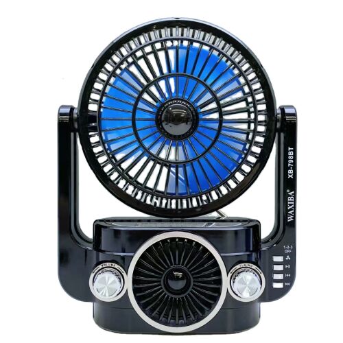 WAXIBA high quality plastic electronic fan with speakers for indoor and outdoor AM FM SW3 radio