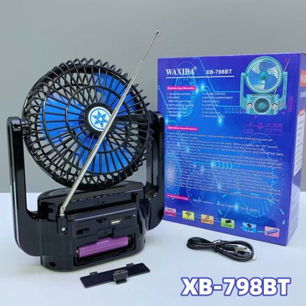 WAXIBA high quality plastic electronic fan with speakers for indoor and outdoor AM FM SW3 radio