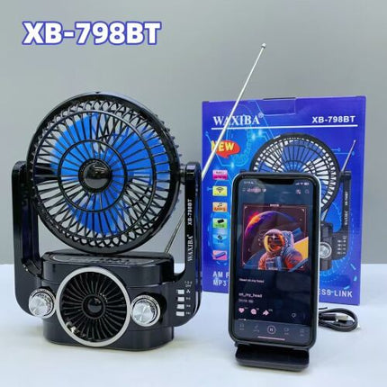 WAXIBA high quality plastic electronic fan with speakers for indoor and outdoor AM FM SW3 radio