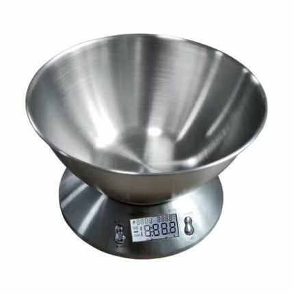 Electronic Food Scale, Stainless Steel Kitchen Scale, Large Tray with Timer, 5kg LCD Display