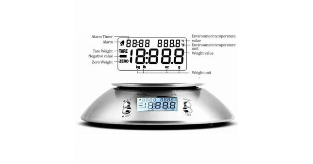 Electronic Food Scale, Stainless Steel Kitchen Scale, Large Tray with Timer, 5kg LCD Display