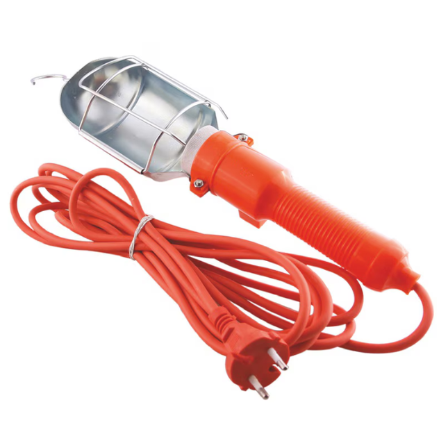 Workshop lamp, portable electric hand lamp, with switch, hook, 220V, work lamp, ideal for camping, attics and workshops, car repair shops, etc.
