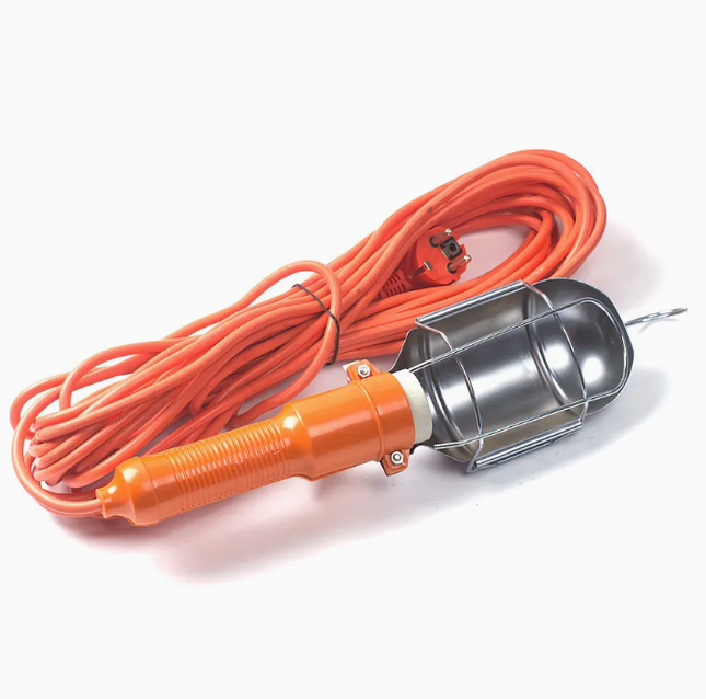 Workshop lamp, portable electric hand lamp, with switch, hook, 220V, work lamp, ideal for camping, attics and workshops, car repair shops, etc.